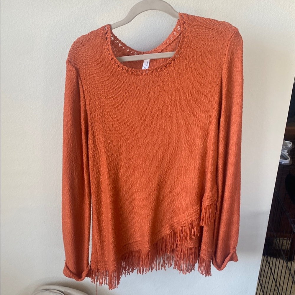 Orange Fringe Sweater